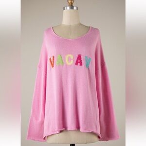 Miracle Brand Light Pink VACAY Lightweight knit Long Sleeve Sweater
